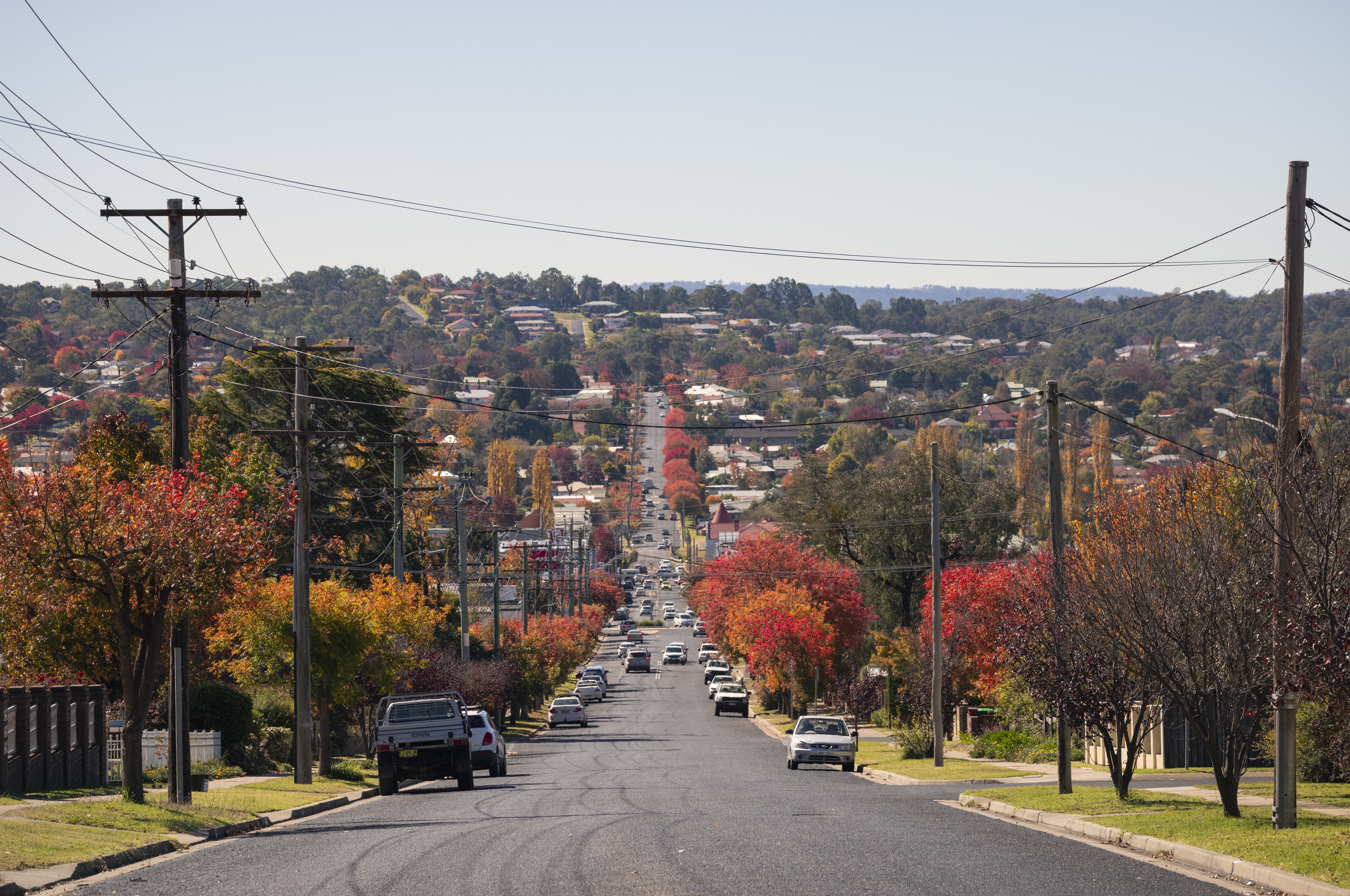 A photo of a streetscape in Armidale from a high vantage point
