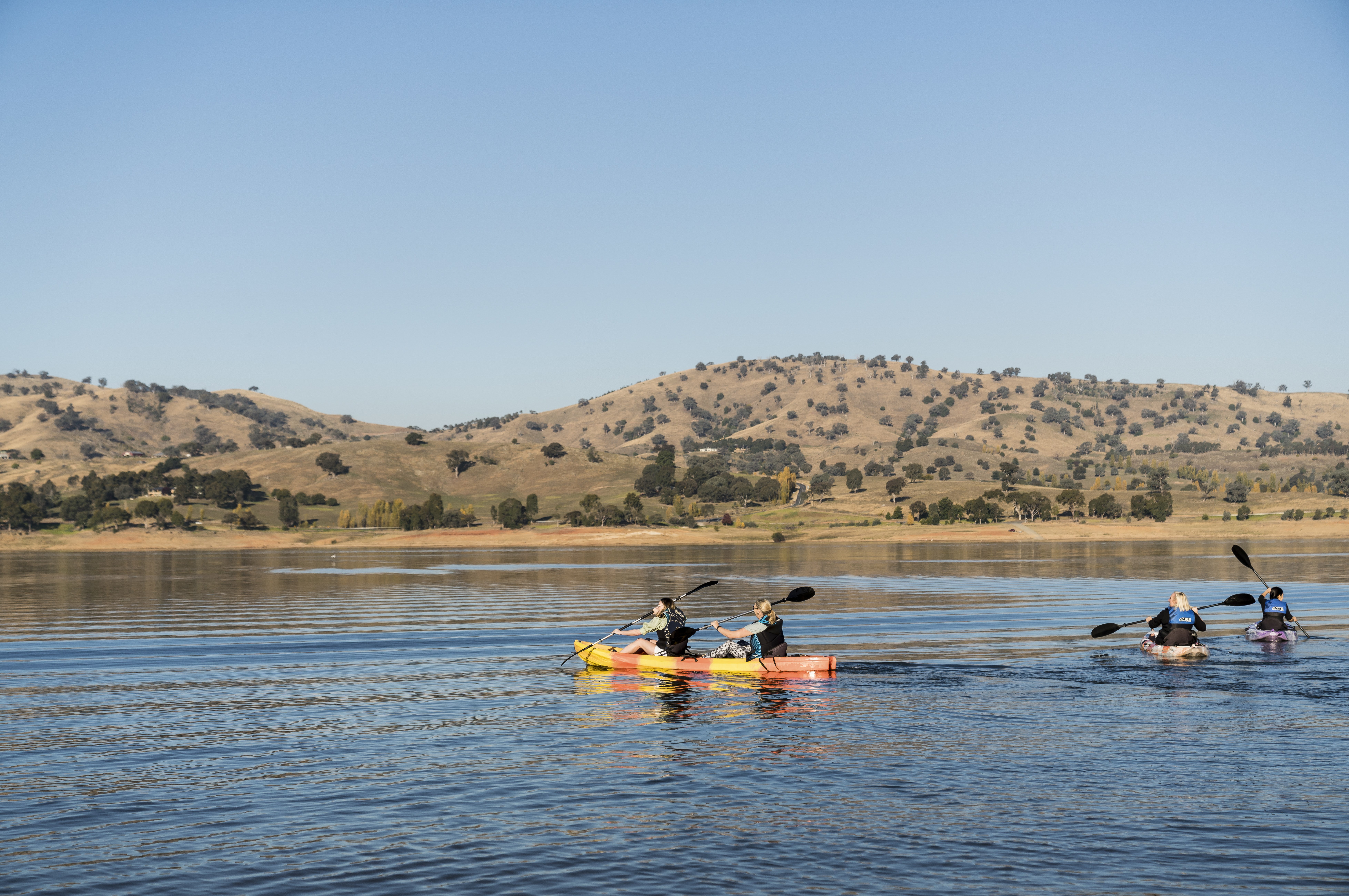 A photo of kayakers on Lake Hume