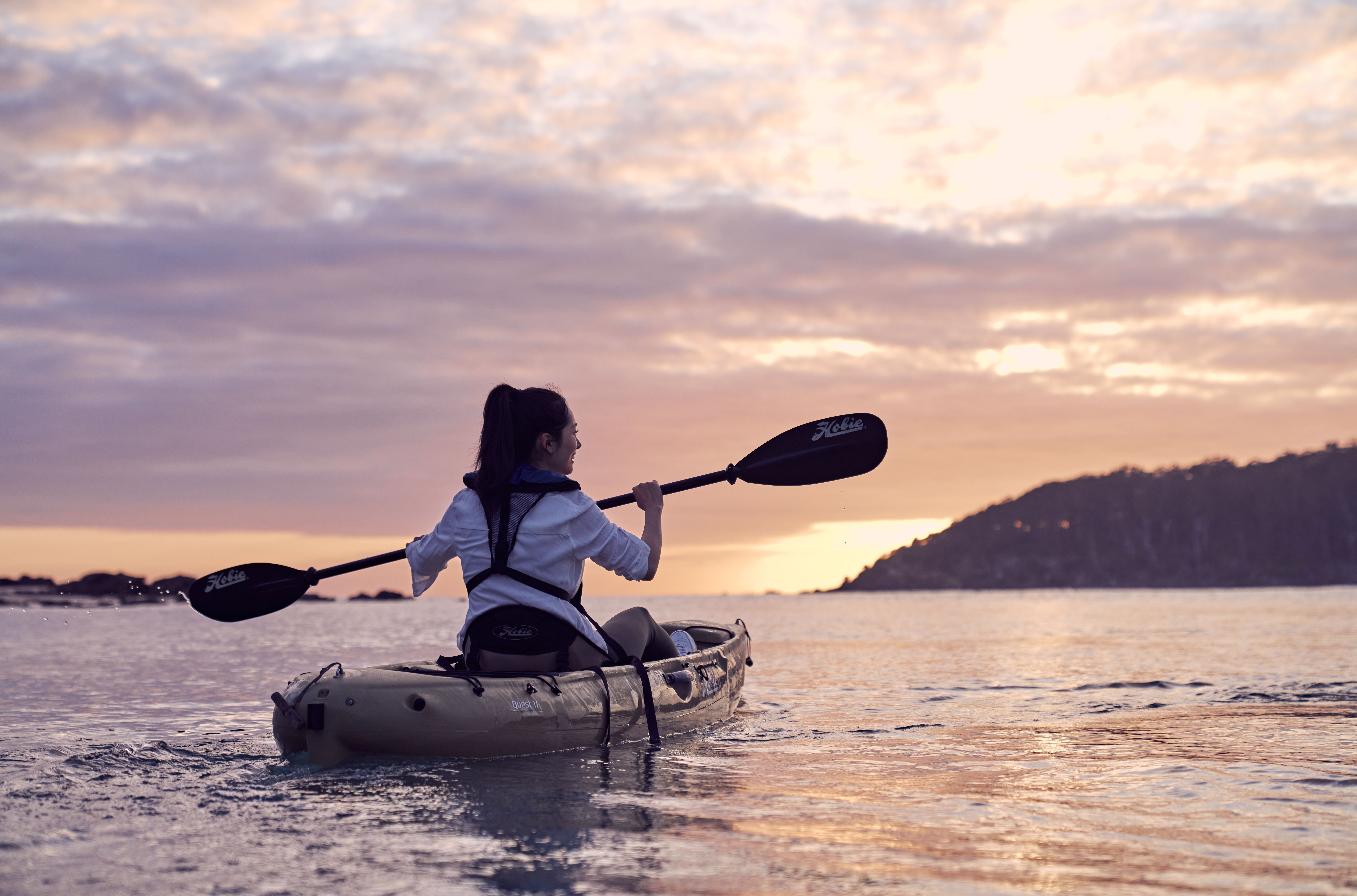 A photo of a kayaker out on the ocean in Eden