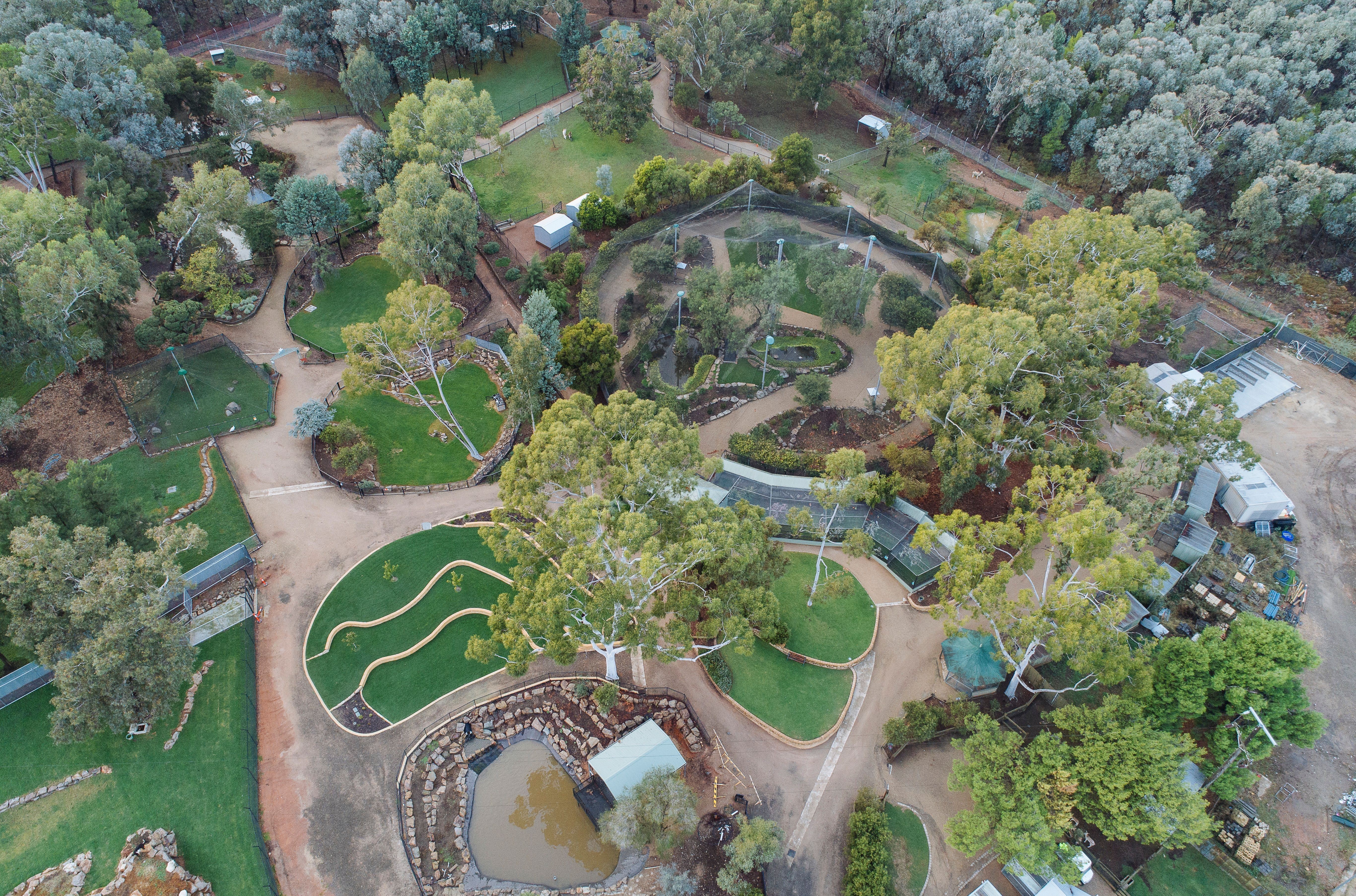 An aerial photo of Wagga Wagga Botanic Gardens 