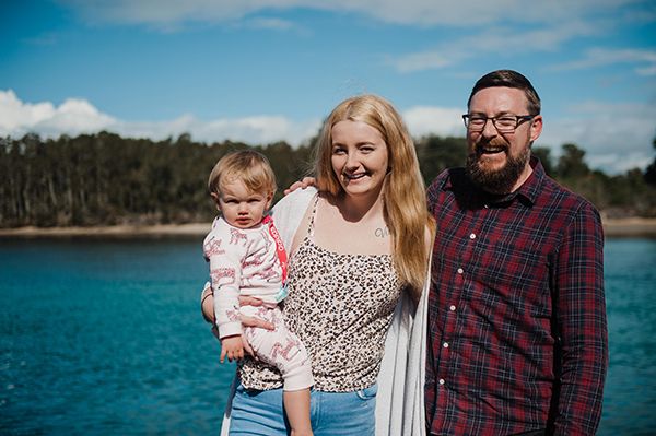 Picture of Ella, Violet and caseworker James.