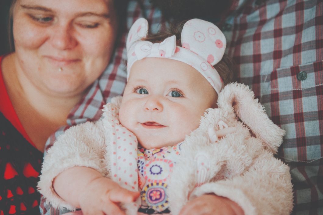 Jessica and her baby girl smiling