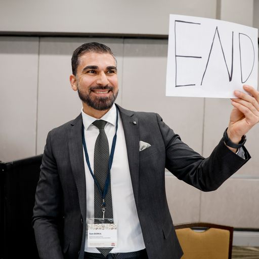 Man holding up sign