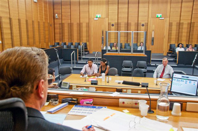 View of courtroom from judges bench